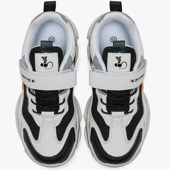 NEW-SHUGE White Black Green Leather Strap Slip On Sneakers Shoes- Youth 3.5Y - Picture 4 of 8